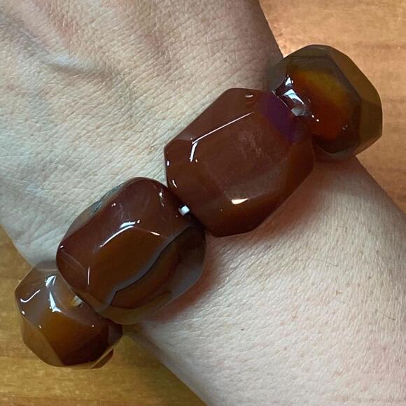 Carolyn Pollack Vintage 9 Chunky Carnelian Beads Stretch Bracelet For Women - Picture 1 of 9